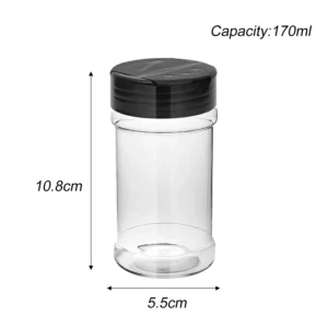 Zestaw przezroczystych pojemników na przyprawy z pokrywkami 170ml