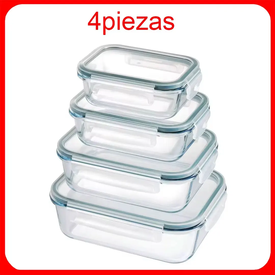 Pojemniki szklane do mikrofali 4 szt. z pokrywkami 4 rooms