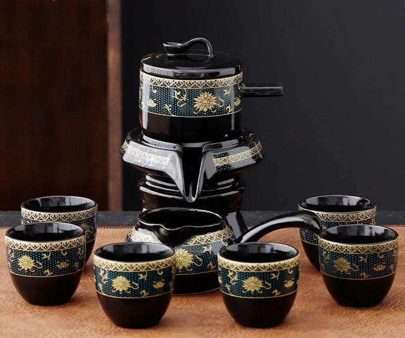 Półautomatyczny zestaw do herbaty Kung Fu z gliny fioletowej 8 elementów Głęboki niebieski