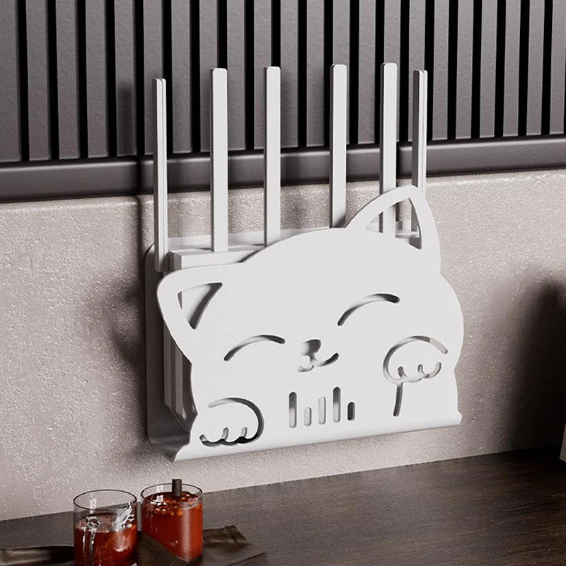 Półka ścienna w kształcie kota na router i kable Czerwony