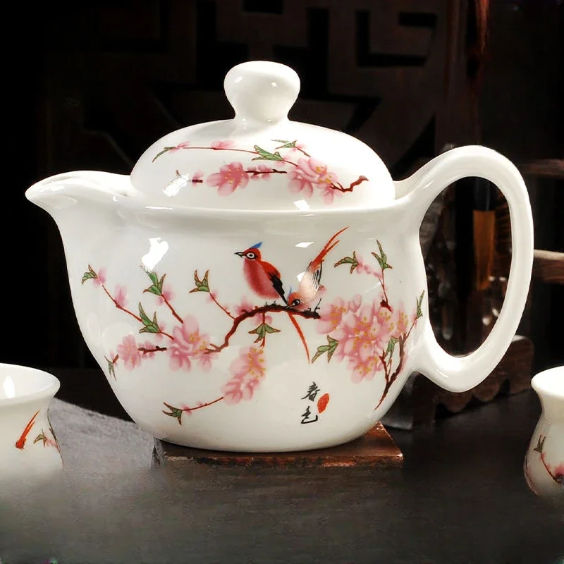 Porcelanowy czajniczek niebiesko-biały z filtrem do herbaty Kung Fu Niebieski