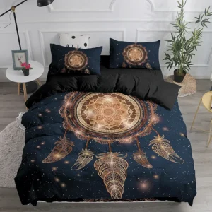 Pościel boho z łapaczem snów — komplet queen 240x220 etno Czarny