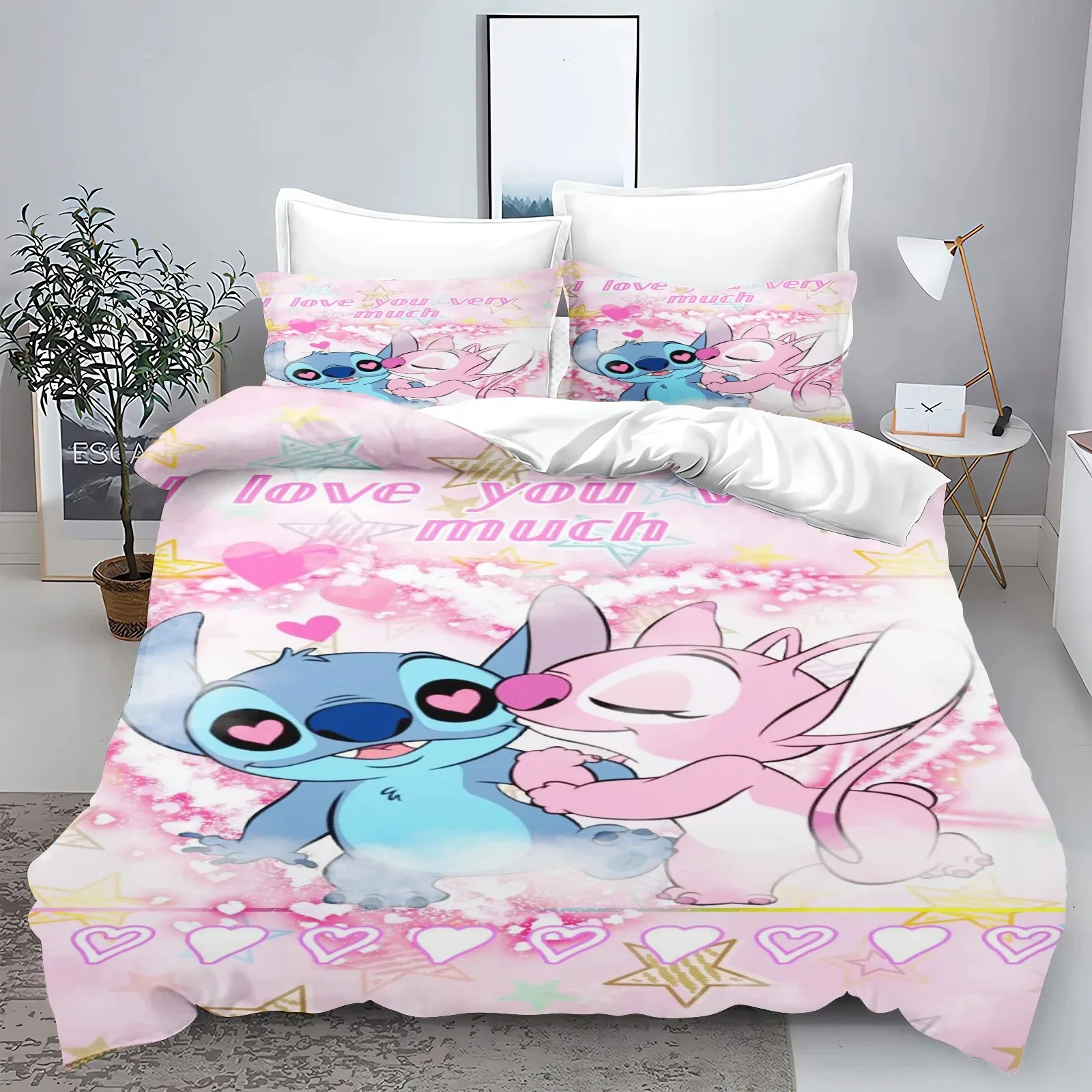 Pościel dziecięca 3D Stitch z mikrofibry — poszwa na kołdrę z nadrukiem Burgundia