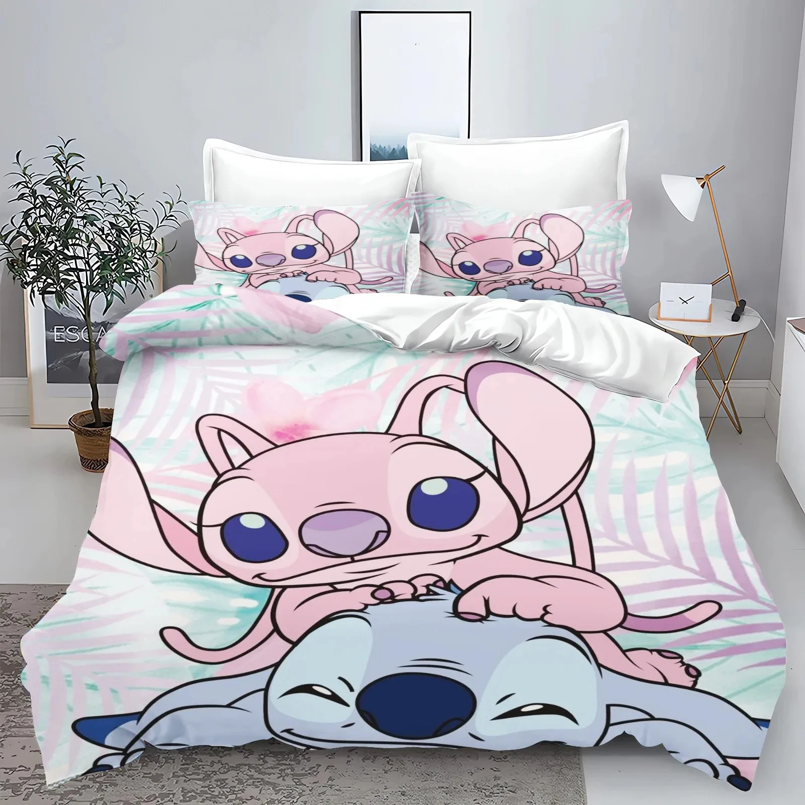 Pościel dziecięca 3D Stitch z mikrofibry — poszwa na kołdrę z nadrukiem Czerwony