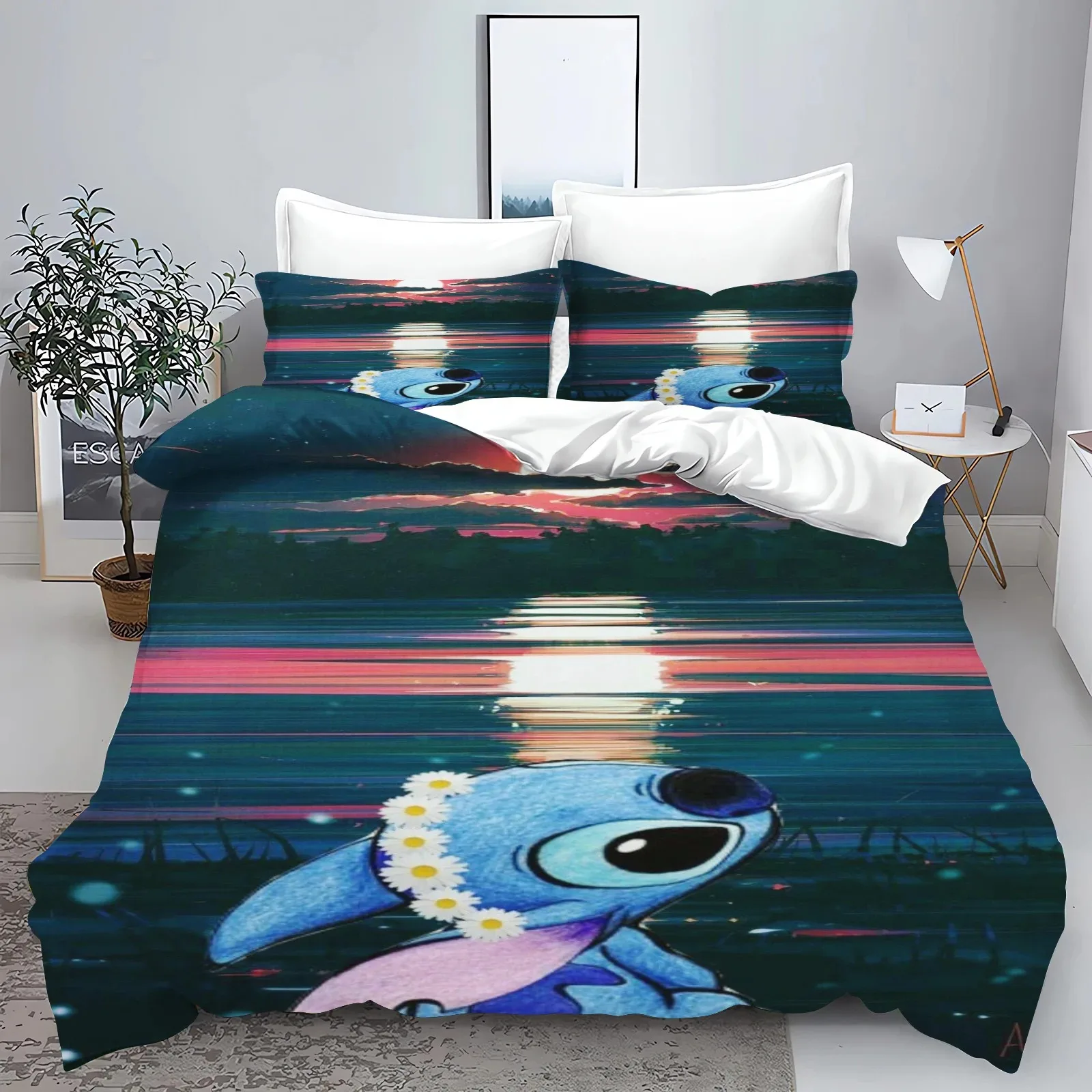 Pościel dziecięca 3D Stitch z mikrofibry — poszwa na kołdrę z nadrukiem Fioletowy/фиолетовый