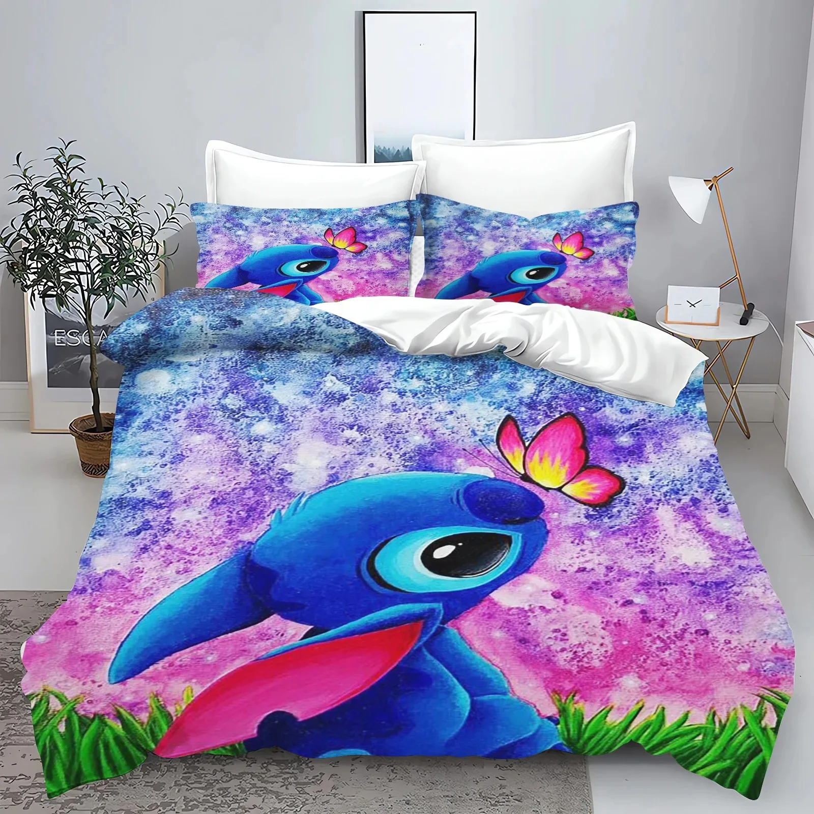 Pościel dziecięca 3D Stitch z mikrofibry — poszwa na kołdrę z nadrukiem Jasny