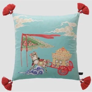 Poszewka aksamitna żurawie słoń orientalny wzór dekoracyjna 45x45 cm Kolba