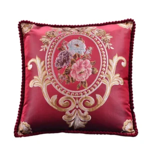 Poszewka bawełniano-lniana vintage sofa poduszka dekoracyjna 48x48 cm Burgundia