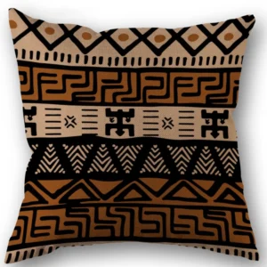 Poszewka boho geometryczna len retro etno kolorowa Niebieski