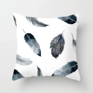 Poszewka czarno-biała geometryczna portret sofa biuro Granatowy