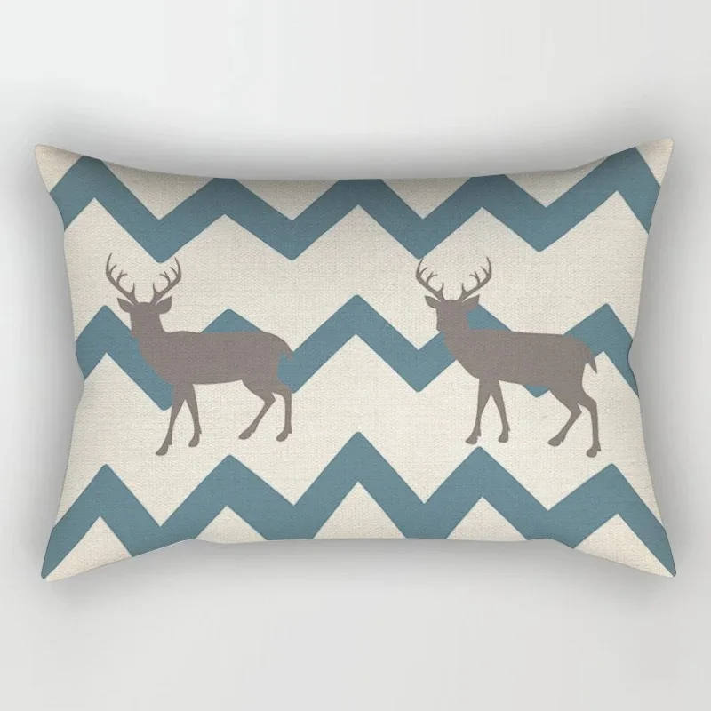Poszewka geometryczna nordycka błękitna sofa dom Błękitny