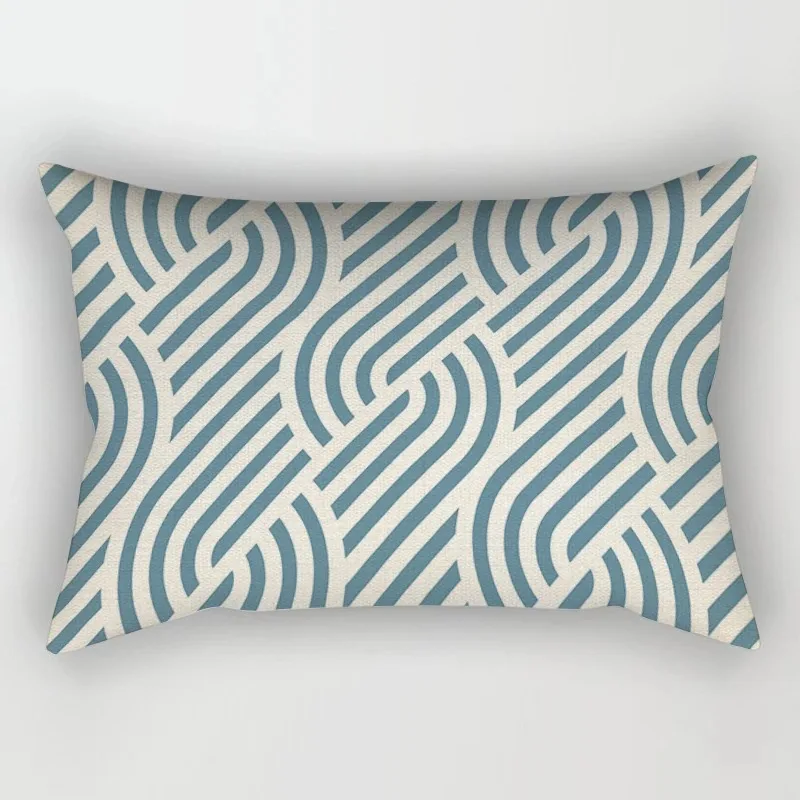 Poszewka geometryczna nordycka błękitna sofa dom Czekolada