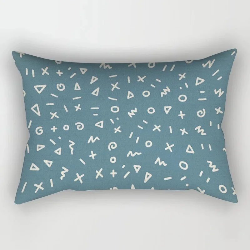 Poszewka geometryczna nordycka błękitna sofa dom Srebrny