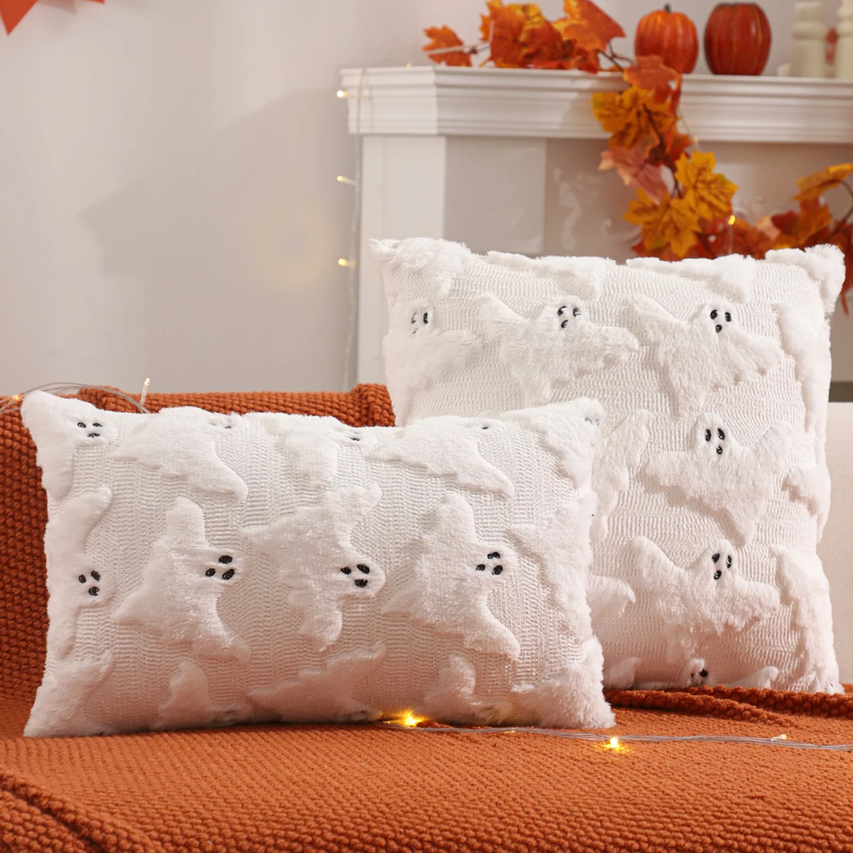 Poszewka Halloween dynia duch jesienna dekoracja domu Biały