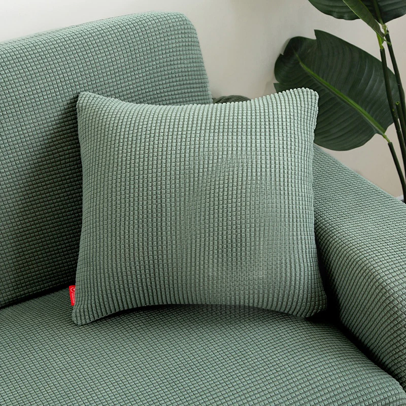 Poszewka jednokolorowa aksamit kukurydziany sofa samochód 45x45 cm Armijna zieleń