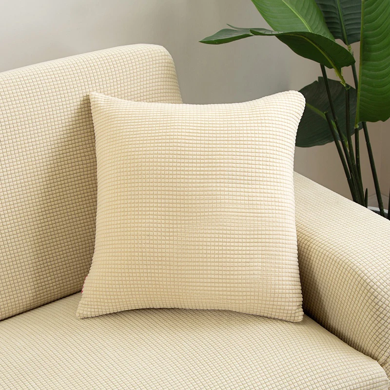 Poszewka jednokolorowa aksamit kukurydziany sofa samochód 45x45 cm Beżowy