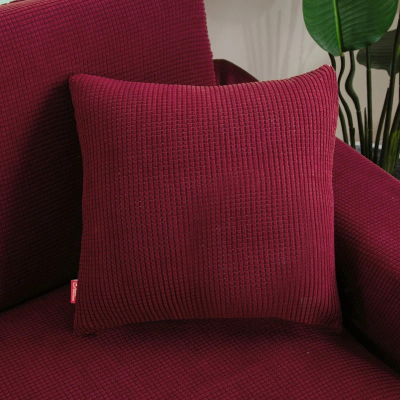 Poszewka jednokolorowa aksamit kukurydziany sofa samochód 45x45 cm Burgundia