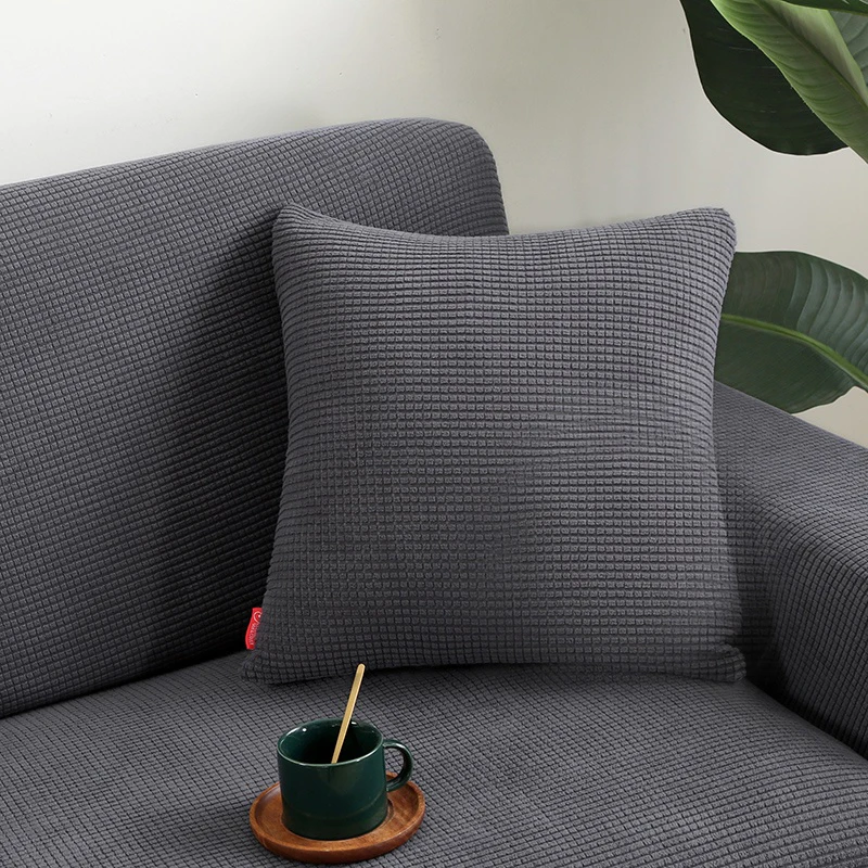 Poszewka jednokolorowa aksamit kukurydziany sofa samochód 45x45 cm Ciemnoszary