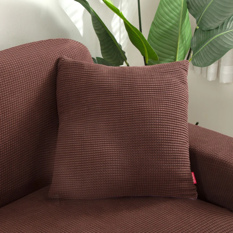 Poszewka jednokolorowa aksamit kukurydziany sofa samochód 45x45 cm Czekolada