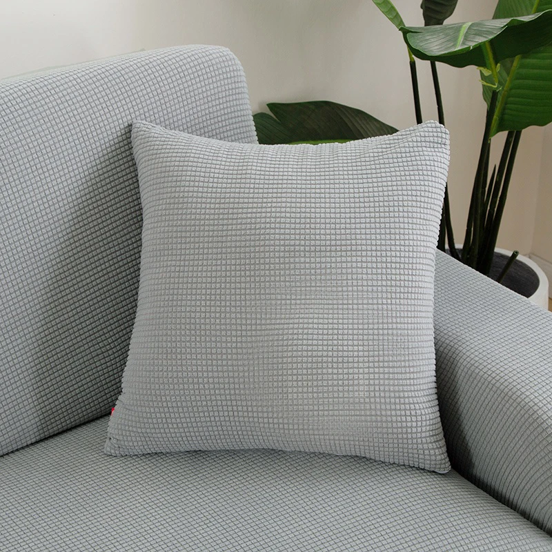 Poszewka jednokolorowa aksamit kukurydziany sofa samochód 45x45 cm Jasnoszary