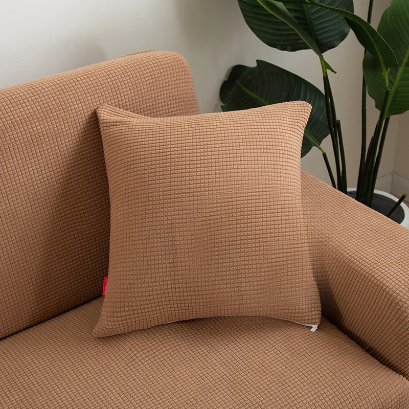 Poszewka jednokolorowa aksamit kukurydziany sofa samochód 45x45 cm Khaki