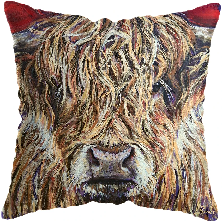 Poszewka dekoracyjna z kotem Highland i jakiem Fioletowy/фиолетовый