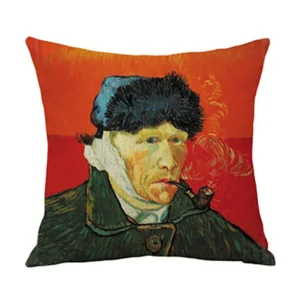 Poszewka na poduszkę lniana z motywem Van Gogha Gwiaździsta Noc Czerwony