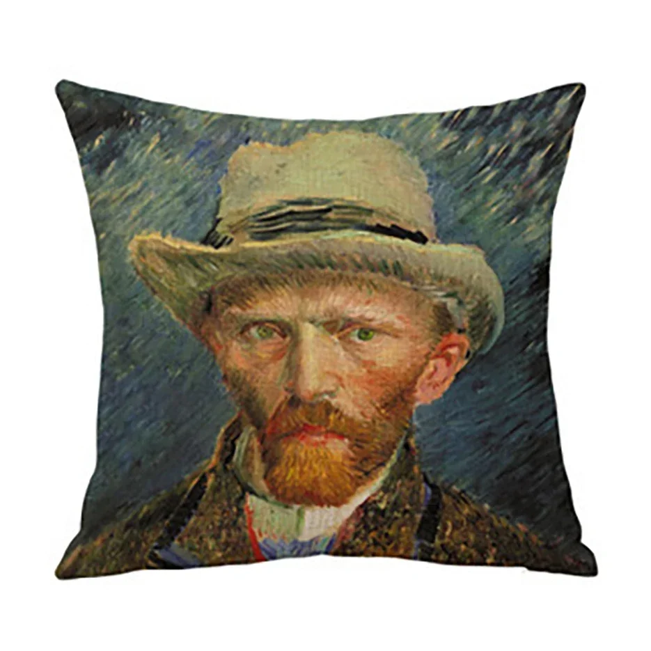 Poszewka na poduszkę lniana z motywem Van Gogha Gwiaździsta Noc Zielony