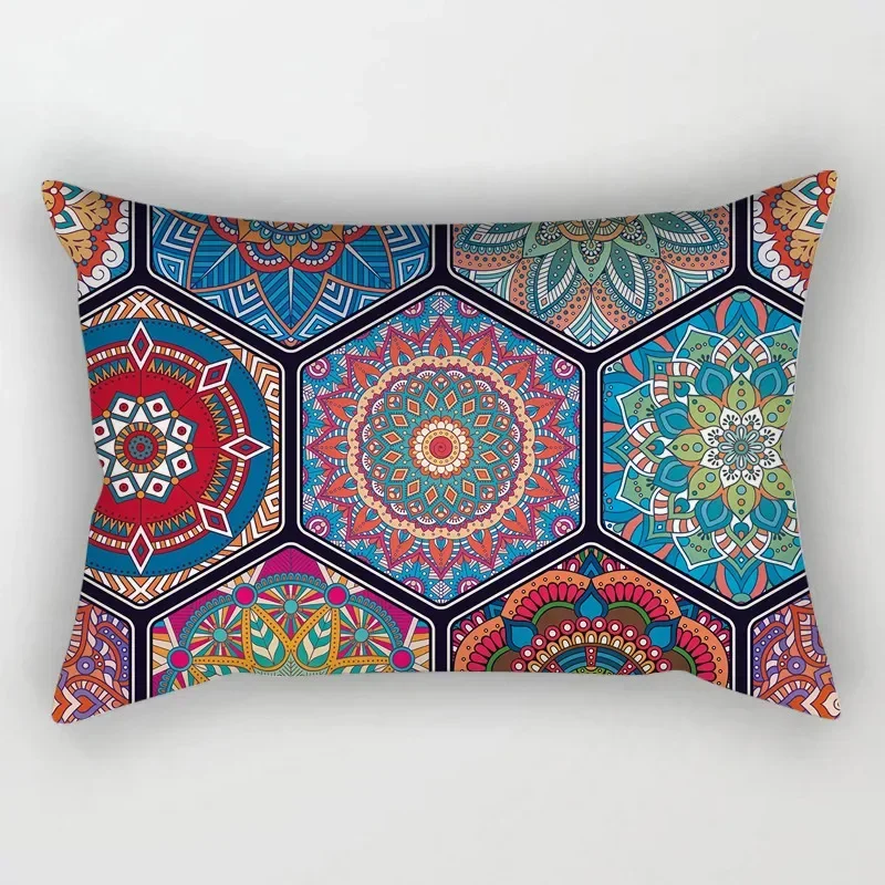 Poszewka na poduszkę w stylu etnicznym boho Mandala Granatowy