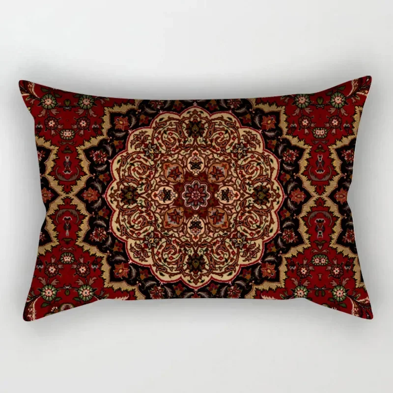 Poszewka na poduszkę w stylu etnicznym boho Mandala Róża czerwona