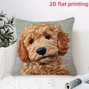 Poszewka na poduszkę 2D z nadrukiem uroczego psa sofa dekoracja Czarny