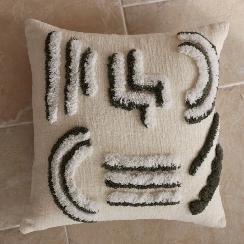 Poszewka nordycka boho pluszowa z frędzlami 45x45 Brązowy