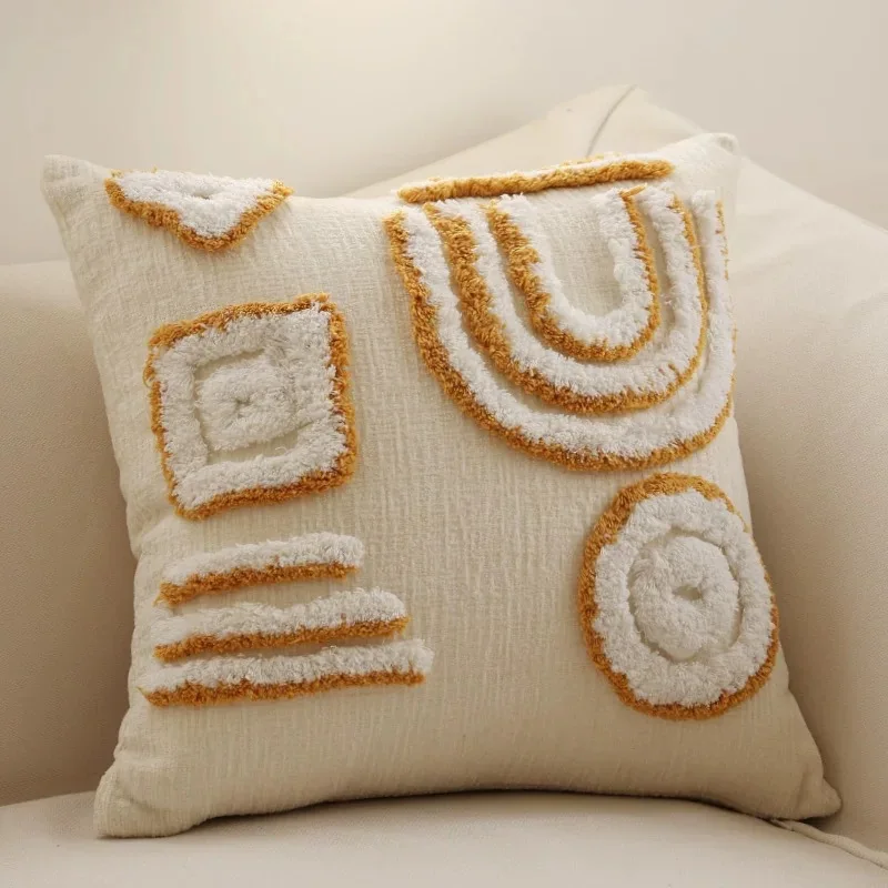 Poszewka nordycka boho pluszowa z frędzlami 45x45 Fioletowy