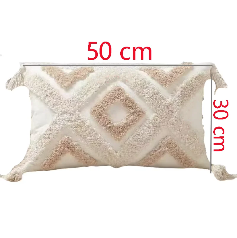 Poszewka nordycka boho pluszowa z frędzlami 45x45 żółty
