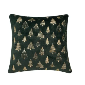Poszewka na poduszkę pluszowa zielona świąteczna — salon sofa dekoracja 45x45 cm Czarny