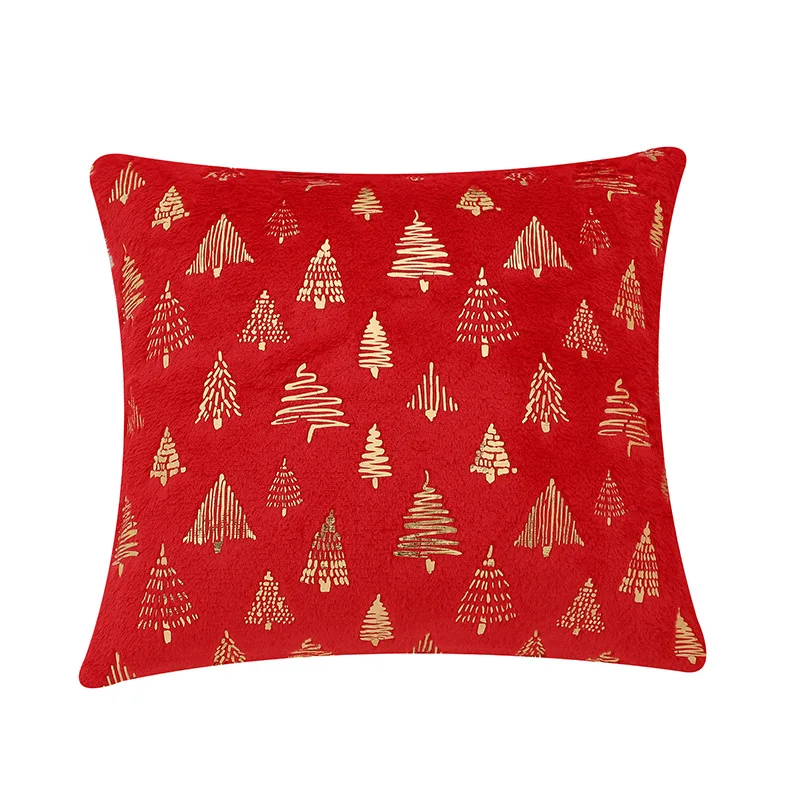 Poszewka na poduszkę pluszowa zielona świąteczna — salon sofa dekoracja 45x45 cm Czerwony