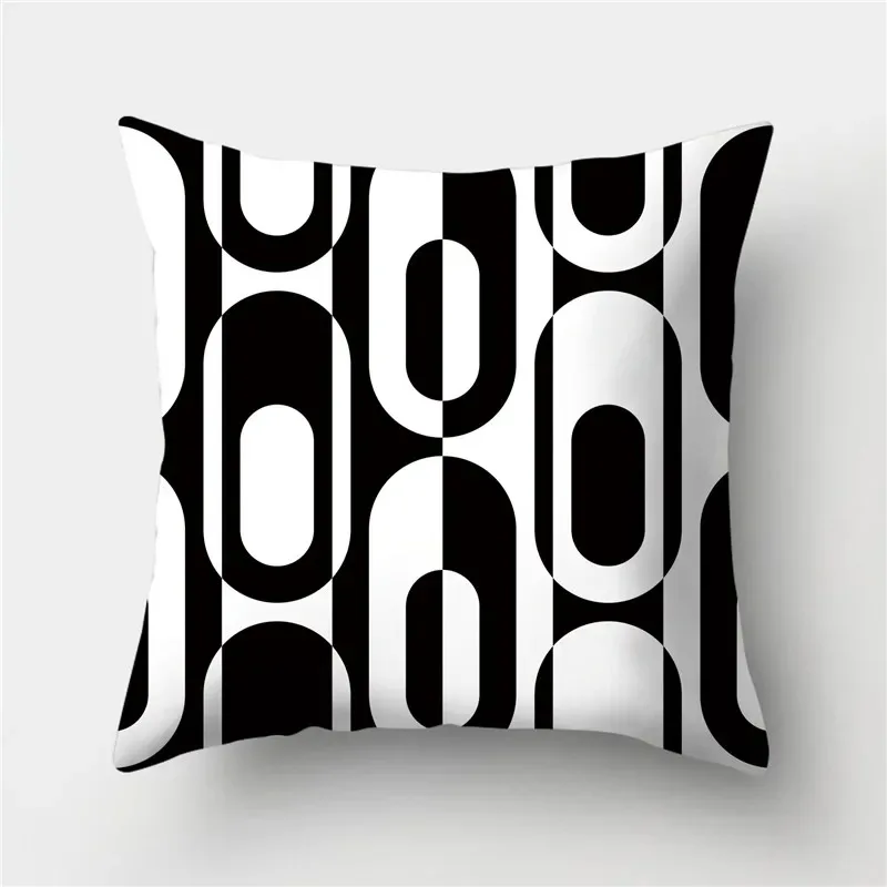 Poszewka na poduszkę w geometryczne wzory 45x45 cm Błękitny