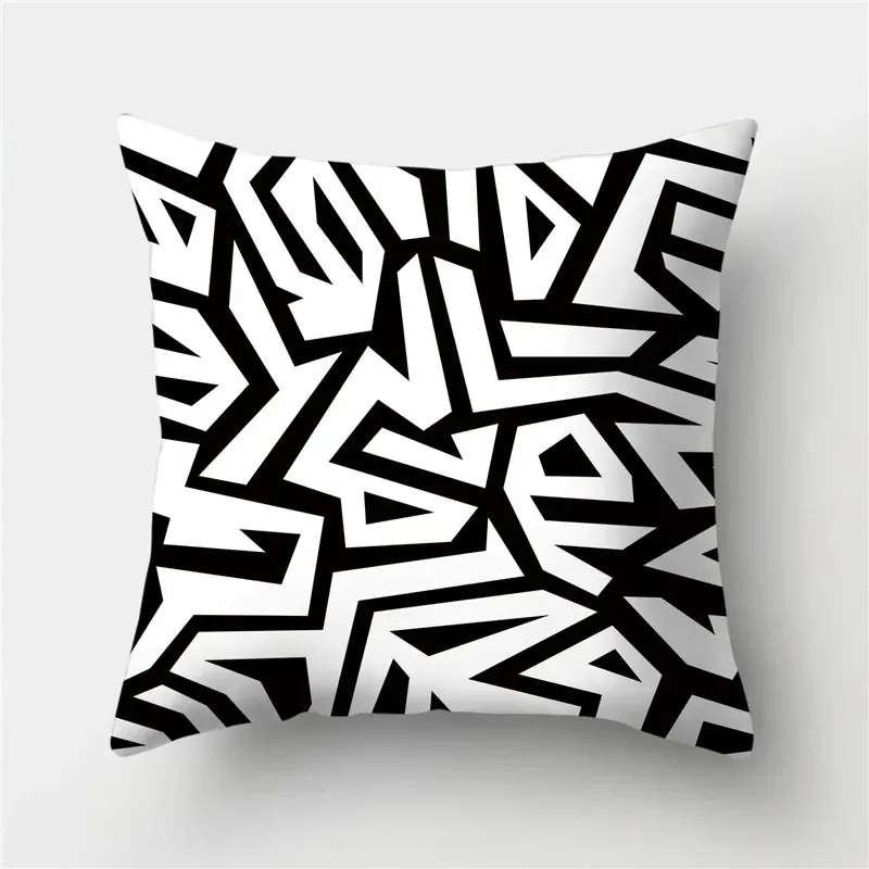 Poszewka na poduszkę w geometryczne wzory 45x45 cm Szary
