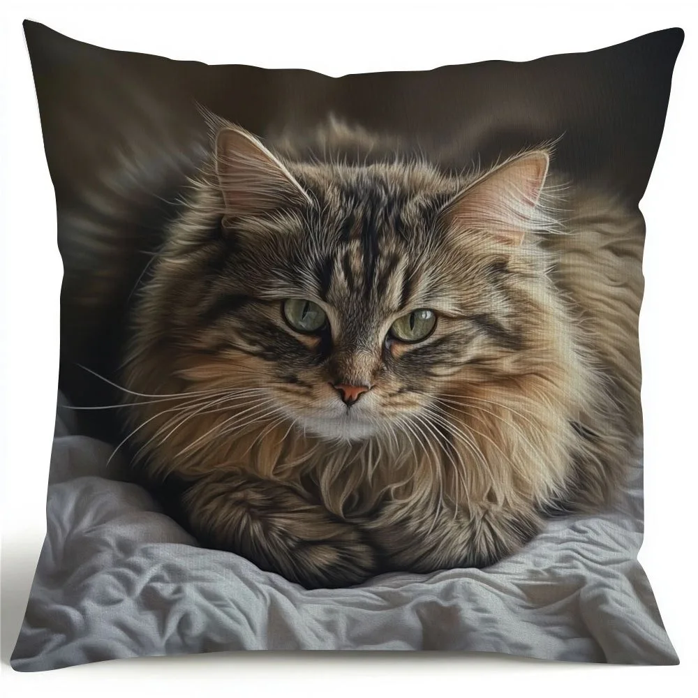Poszewka na poduszkę z kotem Maine Coon vintage 45x45 Czarny