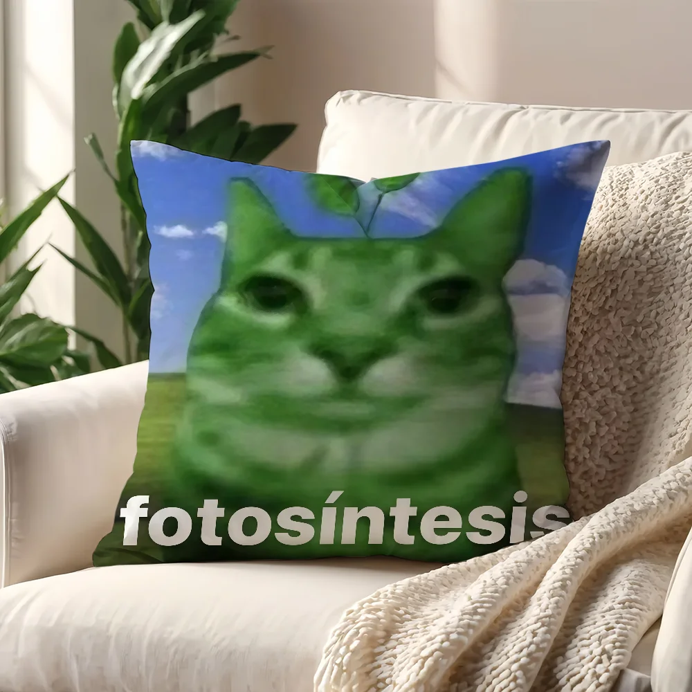 Poszewka na poduszkę z zabawnym kotem w stylu skandynawskim Beżowy