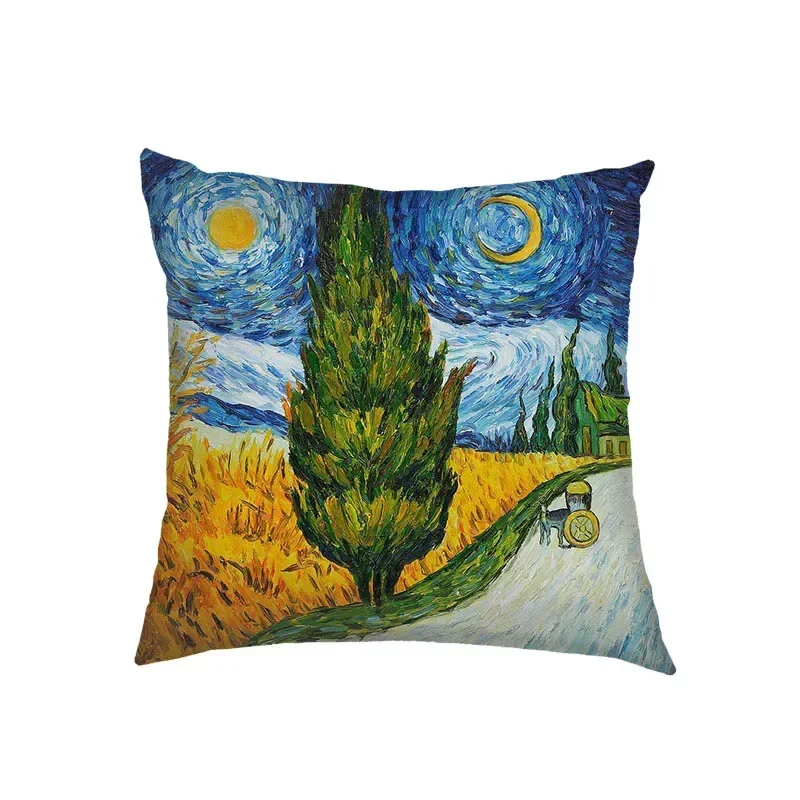 Poszewka na poduszkę z reprodukcją obrazu Klimta i Van Gogha Błękitny