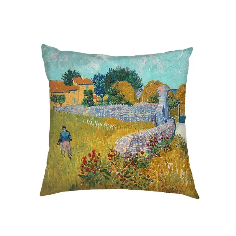 Poszewka na poduszkę z reprodukcją obrazu Klimta i Van Gogha Jasnoszary