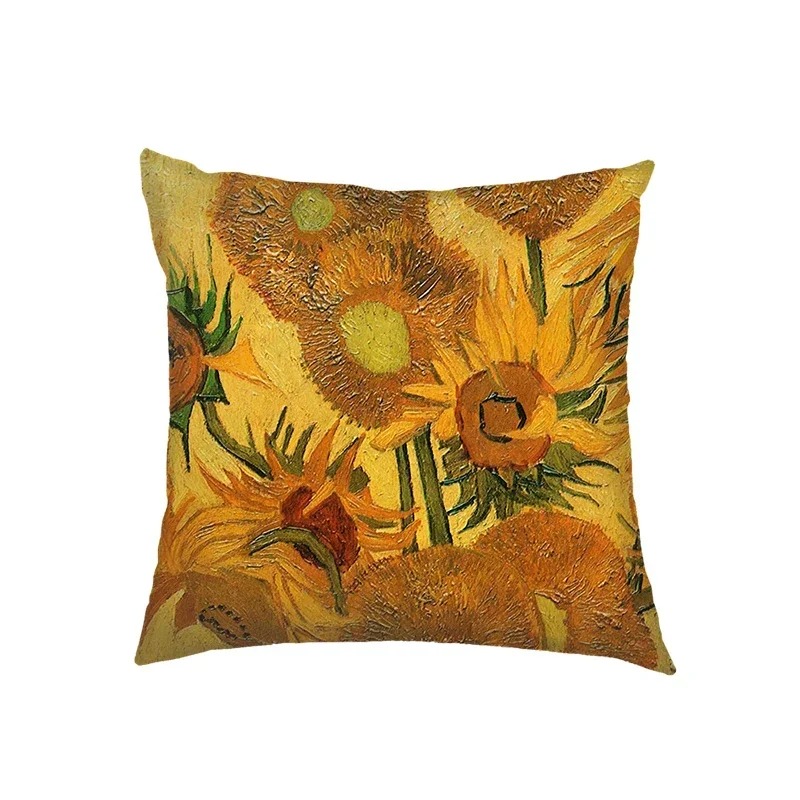 Poszewka na poduszkę z reprodukcją obrazu Klimta i Van Gogha Pomarańczowy