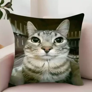 Poszewka na poduszkę z zabawnym kotem kawaii Beżowy