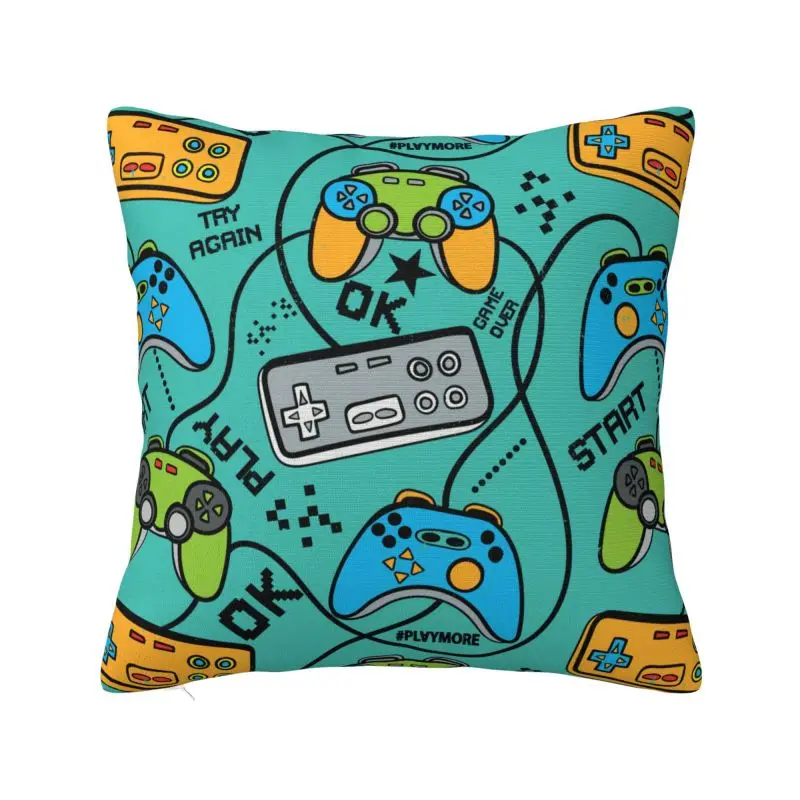 Poszewka na poduszkę retro z motywem kontrolera do gier 40x40 cm Brązowy