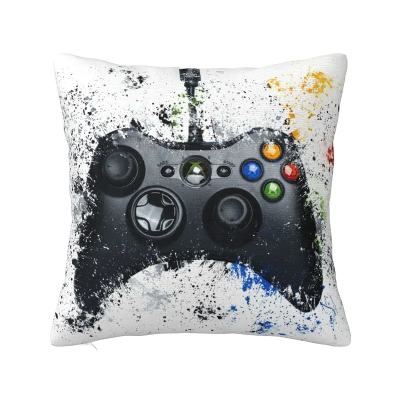 Poszewka na poduszkę retro z motywem kontrolera do gier 40x40 cm Czarny