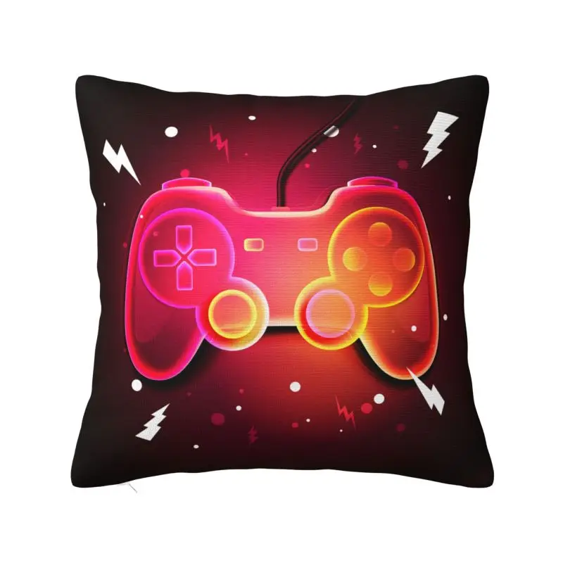 Poszewka na poduszkę retro z motywem kontrolera do gier 40x40 cm Jasnoszary