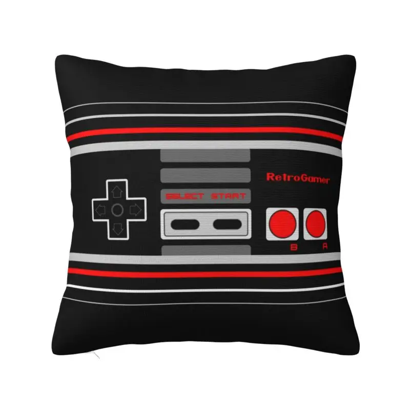 Poszewka na poduszkę retro z motywem kontrolera do gier 40x40 cm Różowy