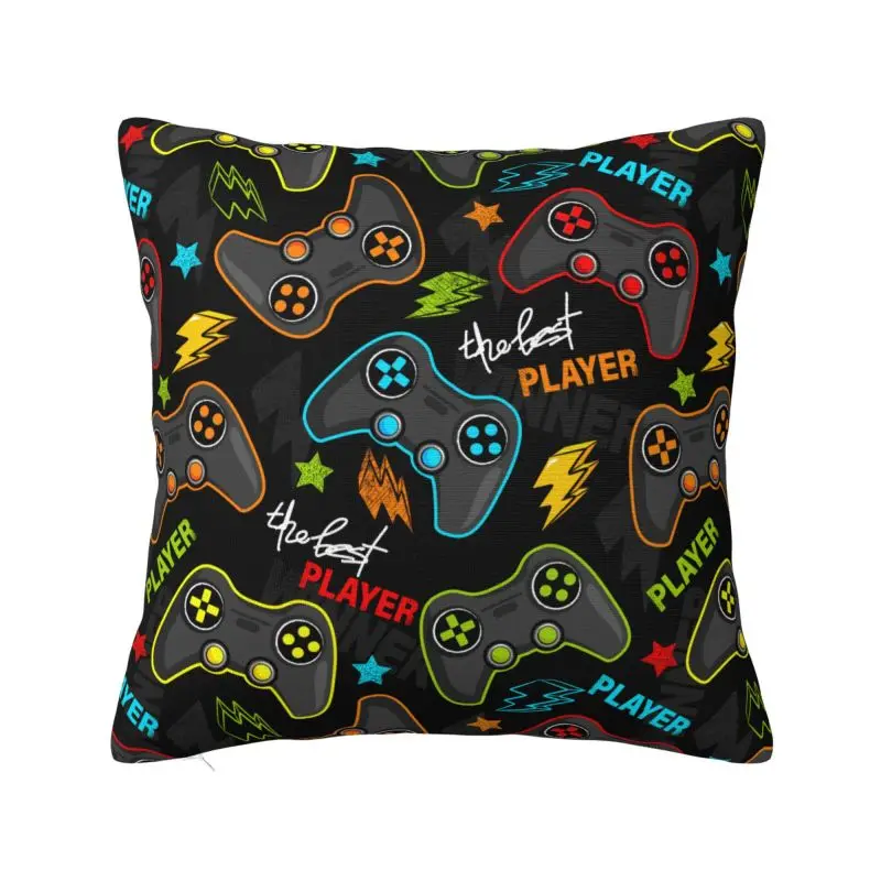 Poszewka na poduszkę retro z motywem kontrolera do gier 40x40 cm Zielony