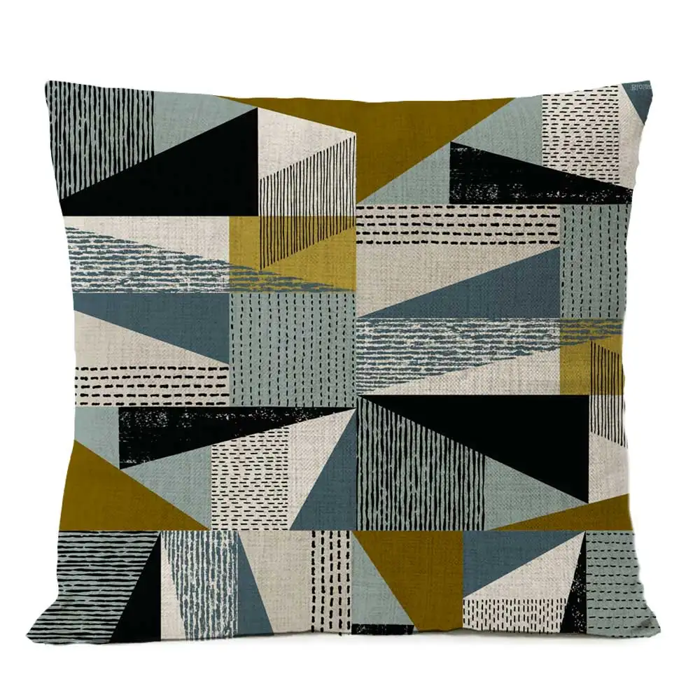 Poszewka rustykalna geometryczna kwiatowa 50x50 cm Fioletowy